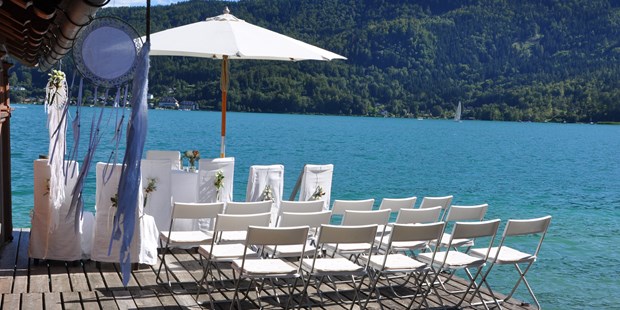 Destination-Wedding - Hunde erlaubt - Standesamtliche Zeremonie am Badesteg - Hotel SCHLOSSVILLA MIRALAGO - die wundervolle, einzigartige Location direkt am Wörthersee - 
